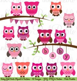 Girl Baby Shower Owl Clipart and Vectors