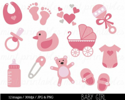 Baby Shower Clipart, Baby Clipart, Baby Girl Clip Art, Pregnant ...
