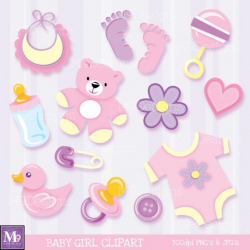 Baby GIRL Clipart Illustrations, INSTANT DOWNLOAD Fun Scrapbook ...