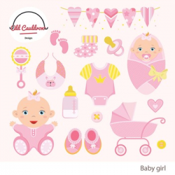 Baby girl clipart commercial use, baby clipart, vector graphics CL012