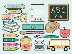 Premium Vector Clipart - Kawaii Back to School Clipart - Kawaii Clip ...