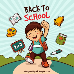 Back to school background with boy Vector | Free Download
