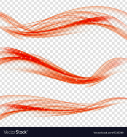 Abstract Red Wave Set on Transparent Background