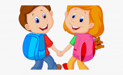 Goodbye Clipart Backpack Kid - Cartoon Of Girl And Boy ...