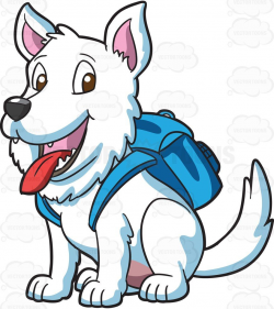 A small white dog with a backpack #cartoon #clipart #vector ...