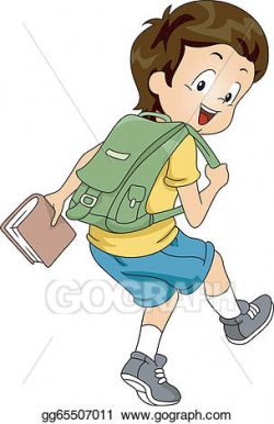 Vector Art - Kid boy student with backpack 2. EPS clipart ...
