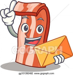 Vector Art - With envelope bacon character cartoon style ...