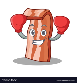 Boxing bacon character cartoon style
