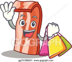 Vector Clipart - Shopping bacon character cartoon style ...