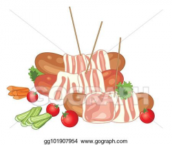 EPS Vector - Bacon wrapped sausages. Stock Clipart ...