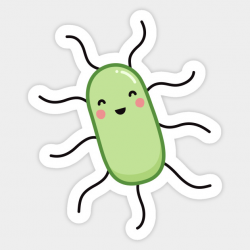Cute E. coli bacteria sticker - kawaii microbe