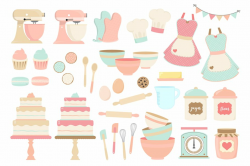Pink and Blue Baking Clipart ~ Illustrations ~ Creative Market