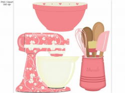 Kitchen Baking clipart set pink mixer utensils and by ...