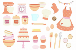 Coral and Purple Baking Clipart ~ Illustrations ~ Creative ...