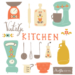 Vintage Kitchen Clip Art Set. | Cooking clipart, Vintage ...