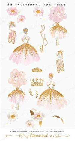 Princess Ballet Clip Art | Hand Drawn Ballerina Girl Flowers ...