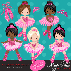 Ballerinas and Tutus Hot Pink Glitter Clipart