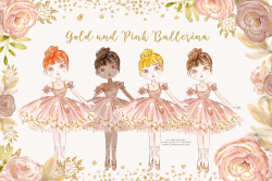 Princess Ballerina Pink Gold clip art