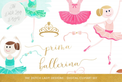 Ballerina Clipart Set - Watercolor Ballet Images - Dancing Graphics - Kids  Clipart - Pink & Aqua
