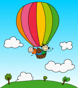 Happy kids in hot air balloon | Free vectors, illustrations, graphics ...