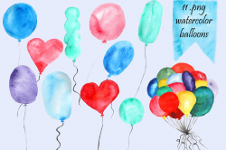 Watercolor Balloons Clip Art