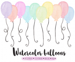 Hand Painted Colorful Watercolor Balloon Clipart - 49 PNG