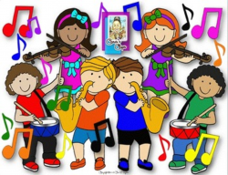 Clip Art~ Joyful Noise Music Kids with Instruments