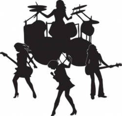 All Girl Rock Band Silhouette | Weather Clipart