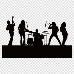 Group of band illustration, Silhouette Singing Music ...