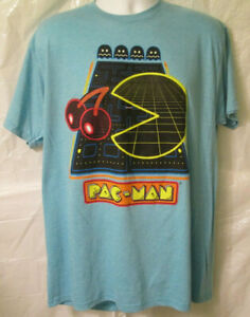 Details about Bandai Namco Retro PAC-MAN Early 80\'s Video Game Logo Blue SS  T-Shirt Size XL