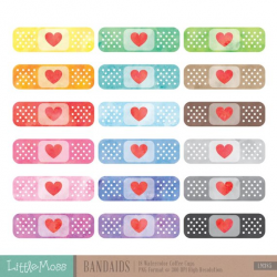 Watercolor Bandaids Clipart, Bandage Clipart, Plaster ...