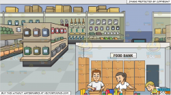 clipart #cartoon A Male Volunteer Packing Goods For The Food ...