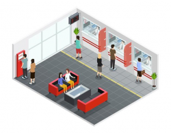 People In Bank Isometric Illustration - Download Free ...