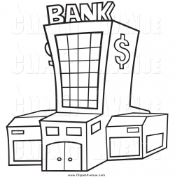 Avenue Clipart of a Black and White Bank Exterior by dero ...