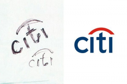 The sketch of the Citi Bank logo was made by Paula Scher in ...