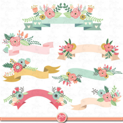 Floral Banners clipart pack \