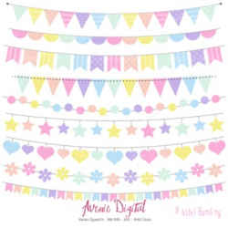 Pastel Rainbow Bunting Banner Clipart Scrapbook Vector Colorful ...