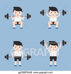 Vector Clipart - Cute character weightlifter athlete with ...