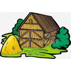 Old Brown Barn with Golden Hay Stack clipart. Royalty-free clipart # 128275