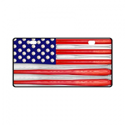 INTERESTPRINT US American Flag Made with Baseball Bats and Balls Metal  License Plate for Car, Metal Auto Tag for Woman Man, 11.8 x 6.1 Inch