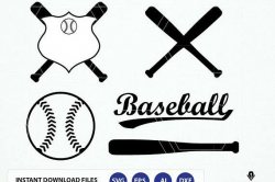 Baseball SVG cut file. Baseball bat, Softball, sports svg, dxf, eps files.  Baseball vector art. Baseball Clipart