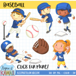 Kids Playing Baseball Sports Clip Art