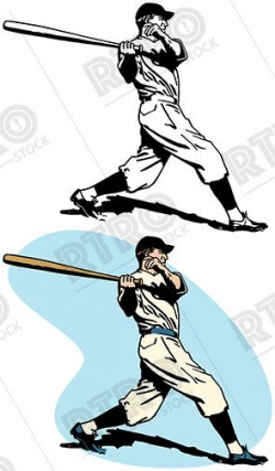 A baseball playing up at bat in a vintage uniform retro clip ...