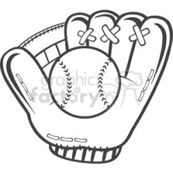 royalty free rf clipart illustration black and white baseball glove and  ball vector illustration isolated on white background . Royalty-free  clipart # ...