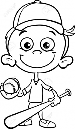 Child Baseball Player Clipart Black And White