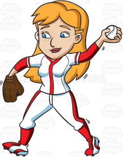 A female baseball player pass throws a ball #cartoon #clipart ...