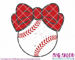 Baseball Bow Distressed Cut File Set in SVG, EPS, DXF, JPEG, and PNG