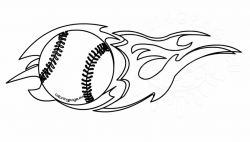 Flaming baseball clipart black and white – Coloring Page