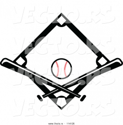 Vector of Black Baseball Diamond with a Ball and Crossed ...