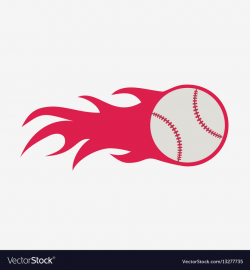 Baseball ball with fire flame icon sport